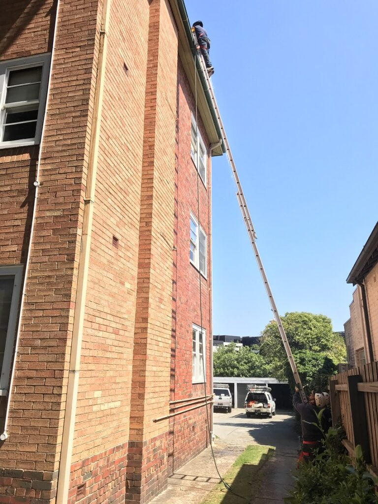 Accessing Roof Gutters with high ladders